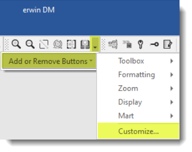 hot keys Erwin data modeler